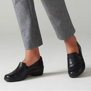 Clarks Loafers Shoes Black Leather